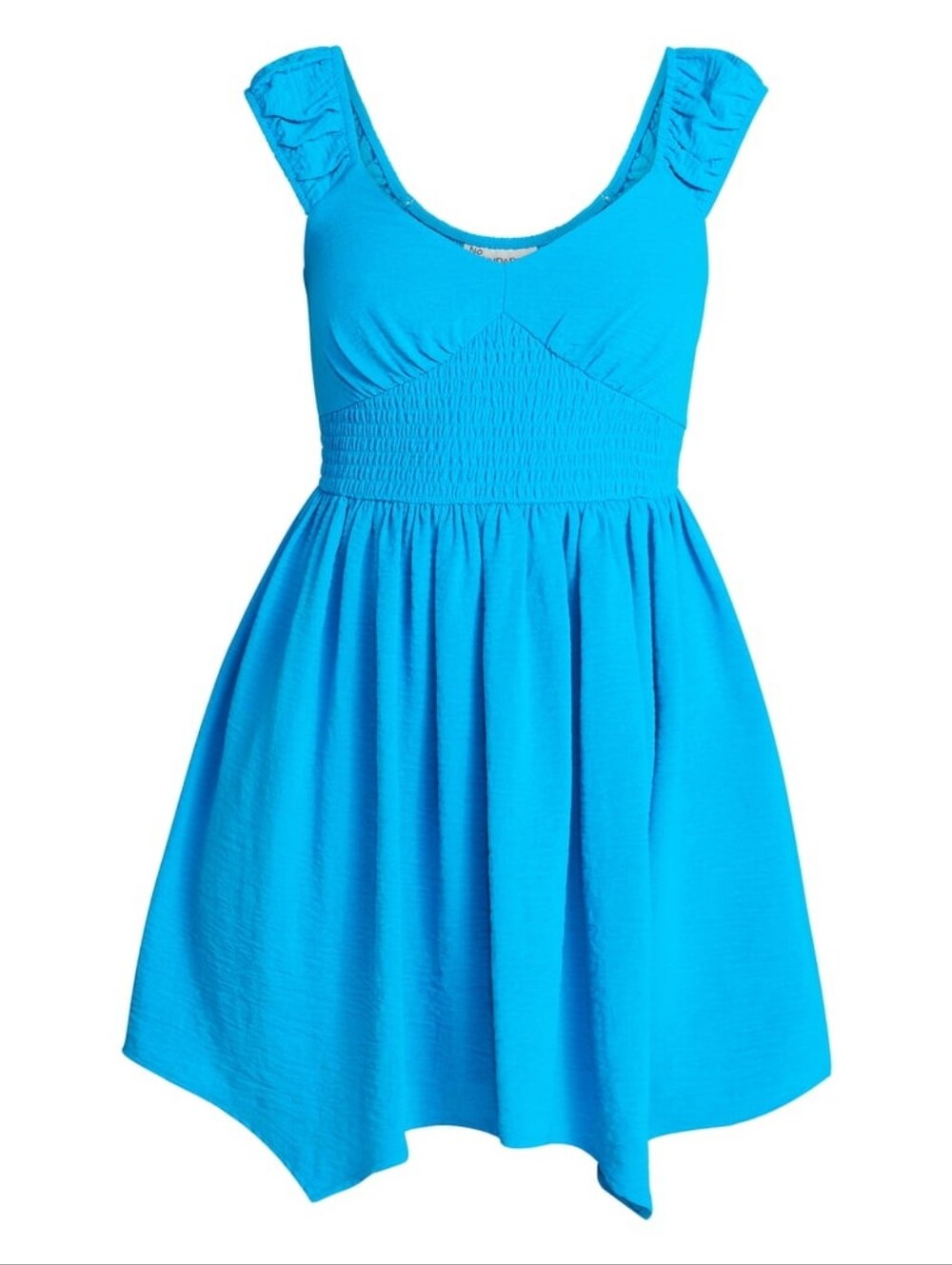 Smocked Waist Mini Dress NWT Women's Size X-Large 16-18 Caribean Blue Pullover